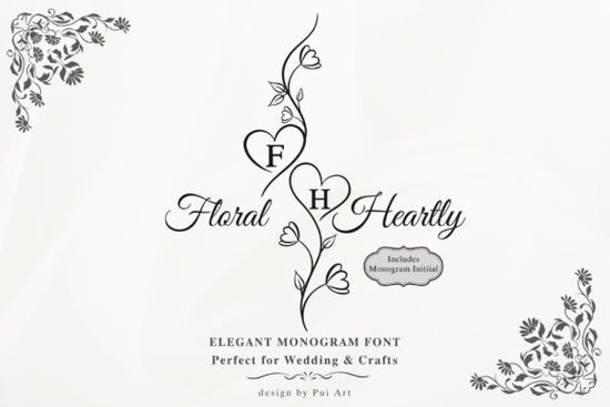 Floral Heartly Monogram Font